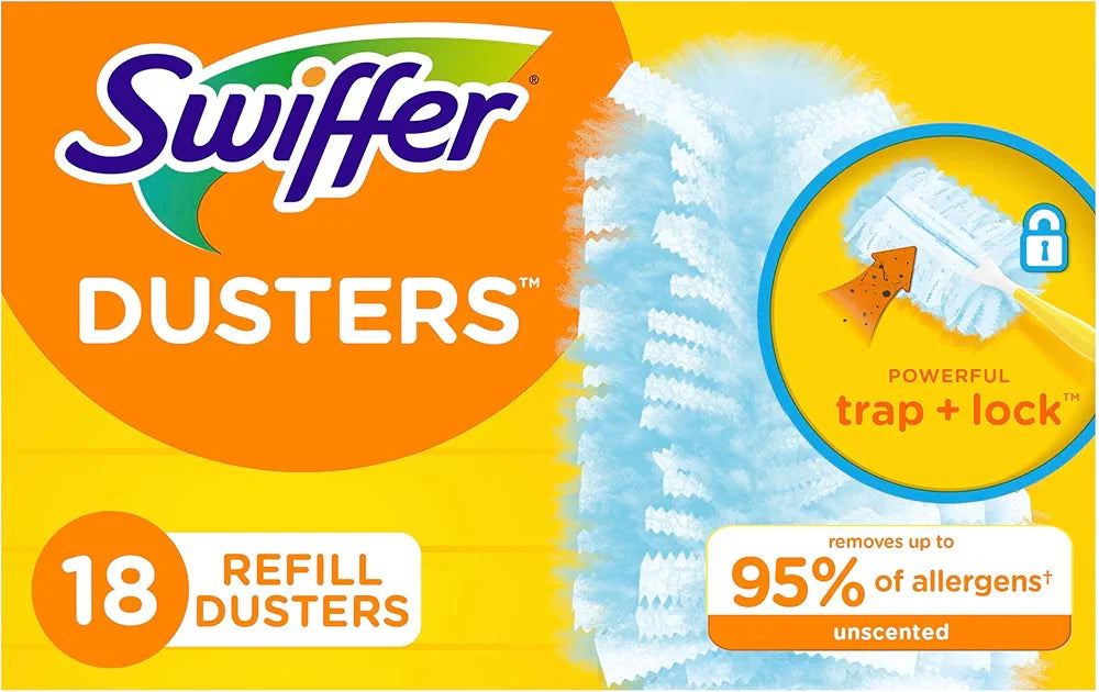 Global Cleaning™ Swiffer Feather Dusters Multi-Surface Duster Refills, Bamboo, White, 18 Count (Pack of 2)