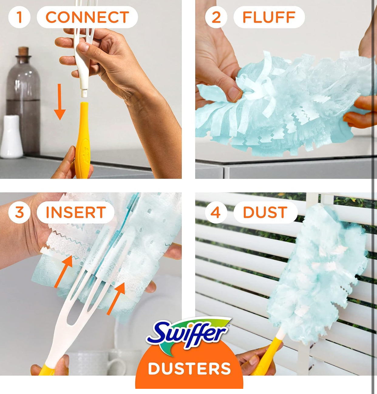 Global Cleaning™ Swiffer Feather Dusters Multi-Surface Duster Refills, Bamboo, White, 18 Count (Pack of 2)