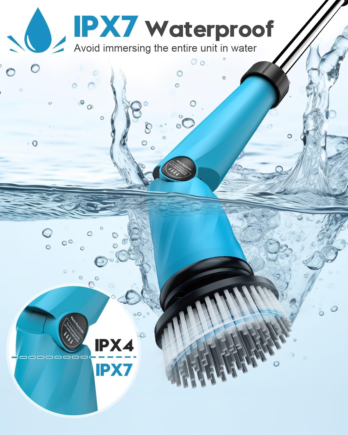 Global Cleaning™  Electric Spin Scrubber with Two Batteries Q2 Pro,1500 Rr Electric Scrubber for Cleaning,Shower Cordless Cleaning Brush with DiPM High Powesplay for Tub/Tile/Floor (Effortless Handle/8 Brushes)